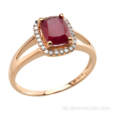 Natürliche Ruby Damen Ring 18k Gold Fingerring